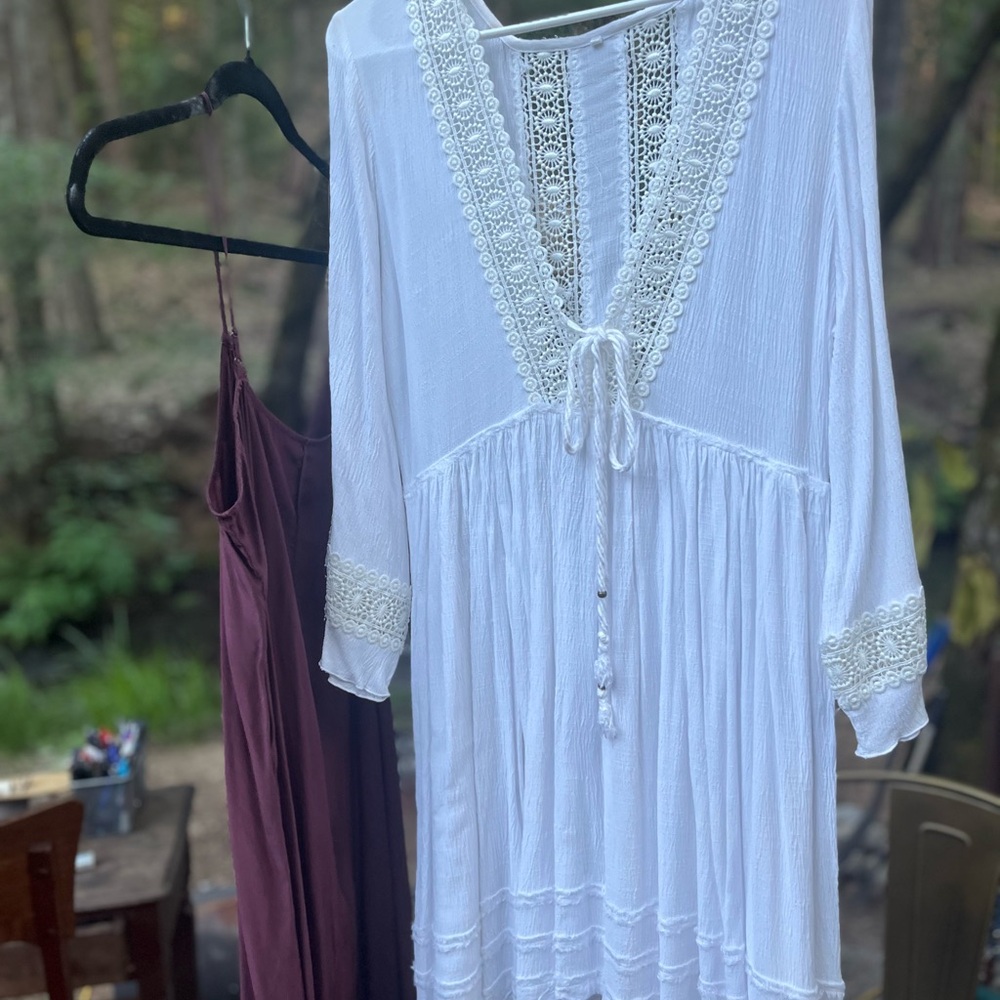 Source Unknown White Long Sleeve Dress